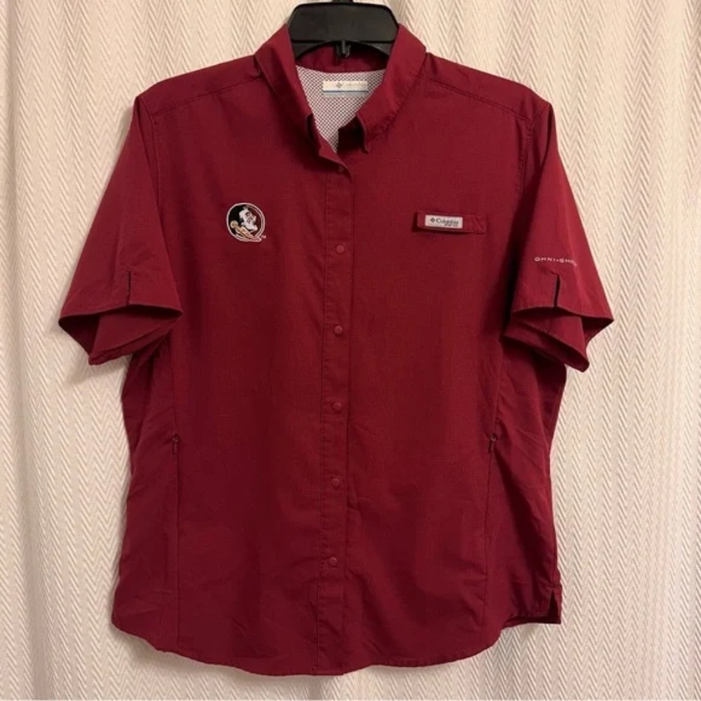 Columbia PFG Omni-Shade men’s Garnet Short Sleeve performance FSU Shirt large